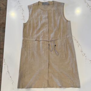 Made in Italy Amina Rubinacci Tan Faux Suede Cotton Dress Size 44